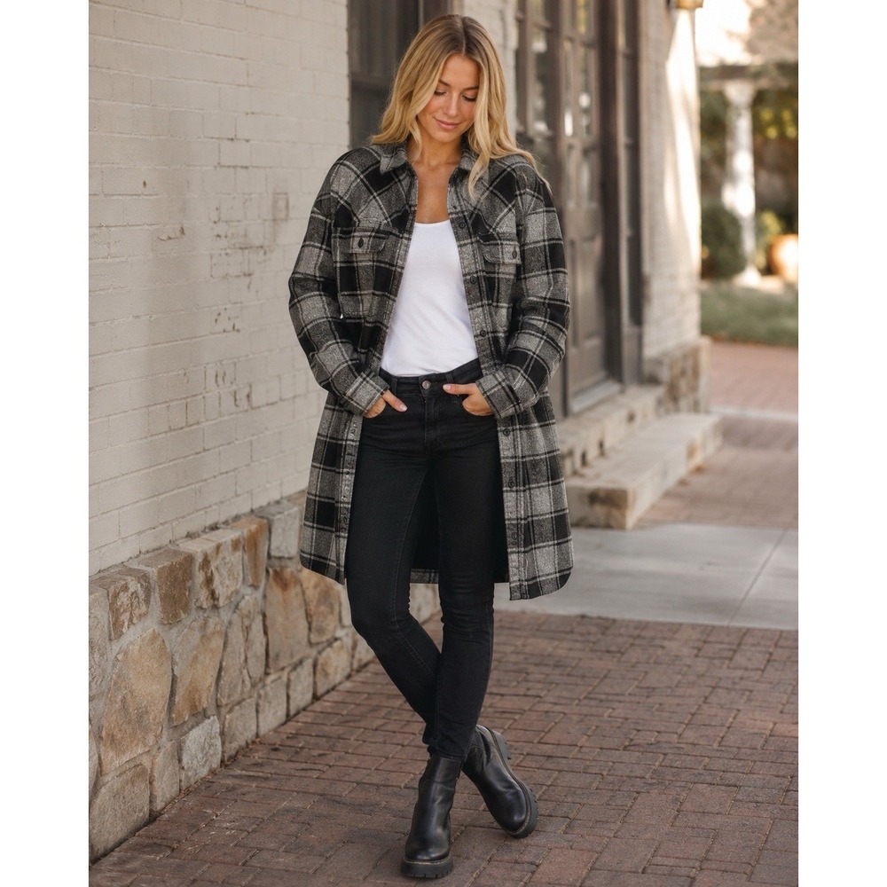 Duluth Trading Co Womens Plaid Flannel Folklore Duster / Shirt Dress Size XL
